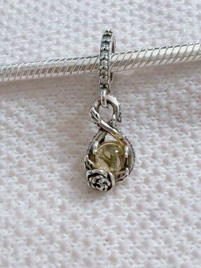 Disney Belle Infinity Rose Flower Dangle Charm For Pandora Bracelet Necklace